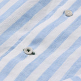 carpasus sustainable organic linen shirt ascona stripes light blue white. Nachhaltiges Carpasus Hemd Ascona Streifen Hellblau Weiss aus Bio Leinen