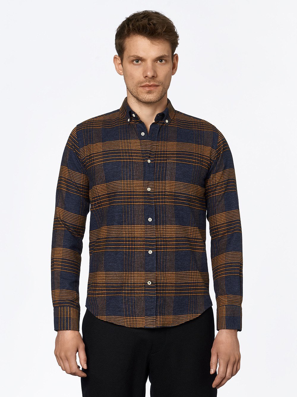 carpasus sustainable organic cotton flanell shirt ursido navy. Nachhaltiges Carpasus Flanell Hemd Ursido aus Bio Baumwolle in Navy