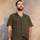 Linen Shirt Short Areia Moss