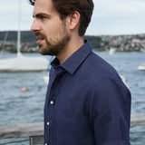 Linen Shirt Short Lido Navy