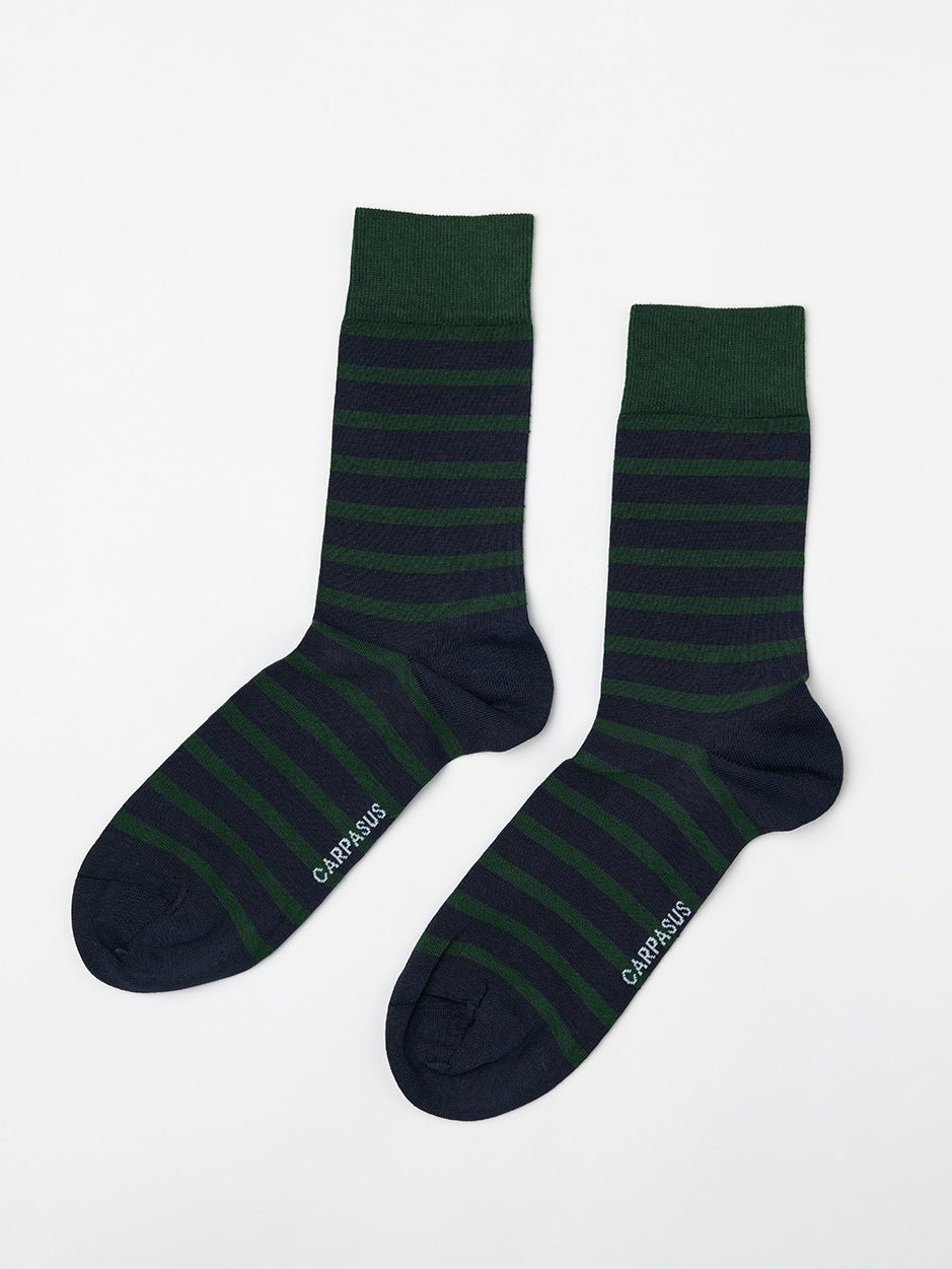 Classy Socken Streifen Navy/Moos