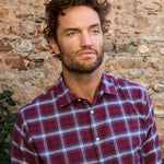 carpasus sustainable organic cotton flanell shirt castanio check bordeaux. Nachhaltiges Carpasus Flanell Hemd Castanio Karo Bordeaux aus Bio Baumwolle 