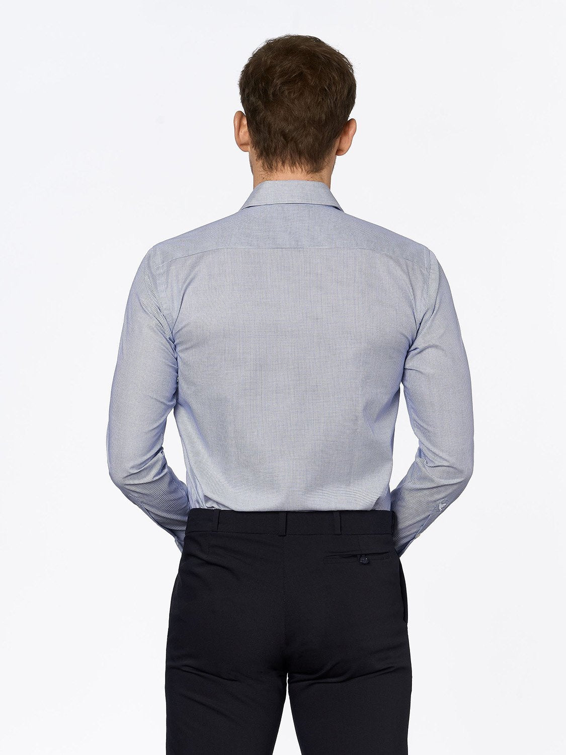 carpasus sustainable organic cotton dress shirt blue check. Nachhaltiges Carpasus Businesshemd aus Bio Baumwolle in Karo Blau