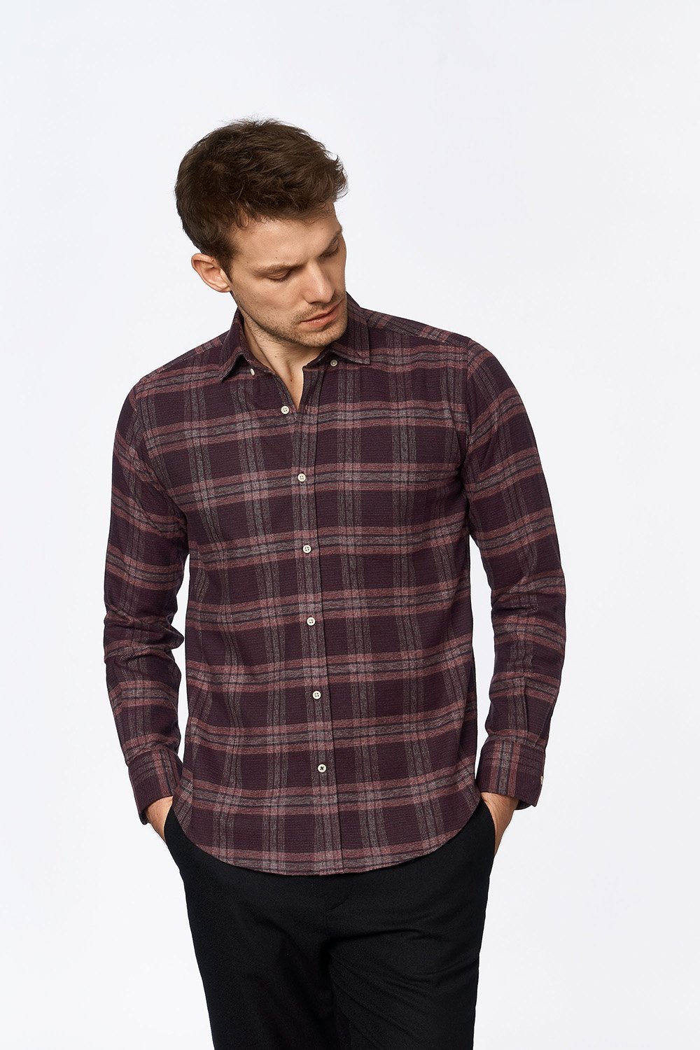 carpasus sustainable organic cotton flanell shirt abies bordeaux. Nachhaltiges Carpasus Flanell Hemd Abies Bordeaux aus Bio Baumwolle 