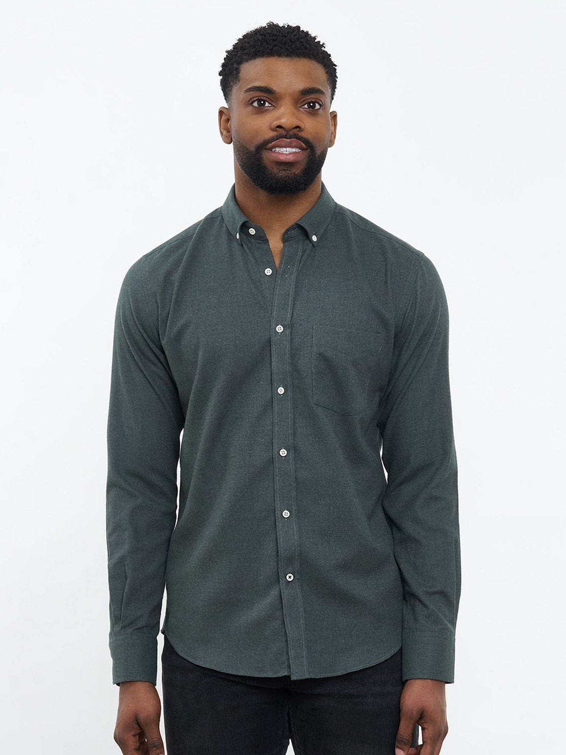 Tailor-made easy Flannel Shirt Populus Moss