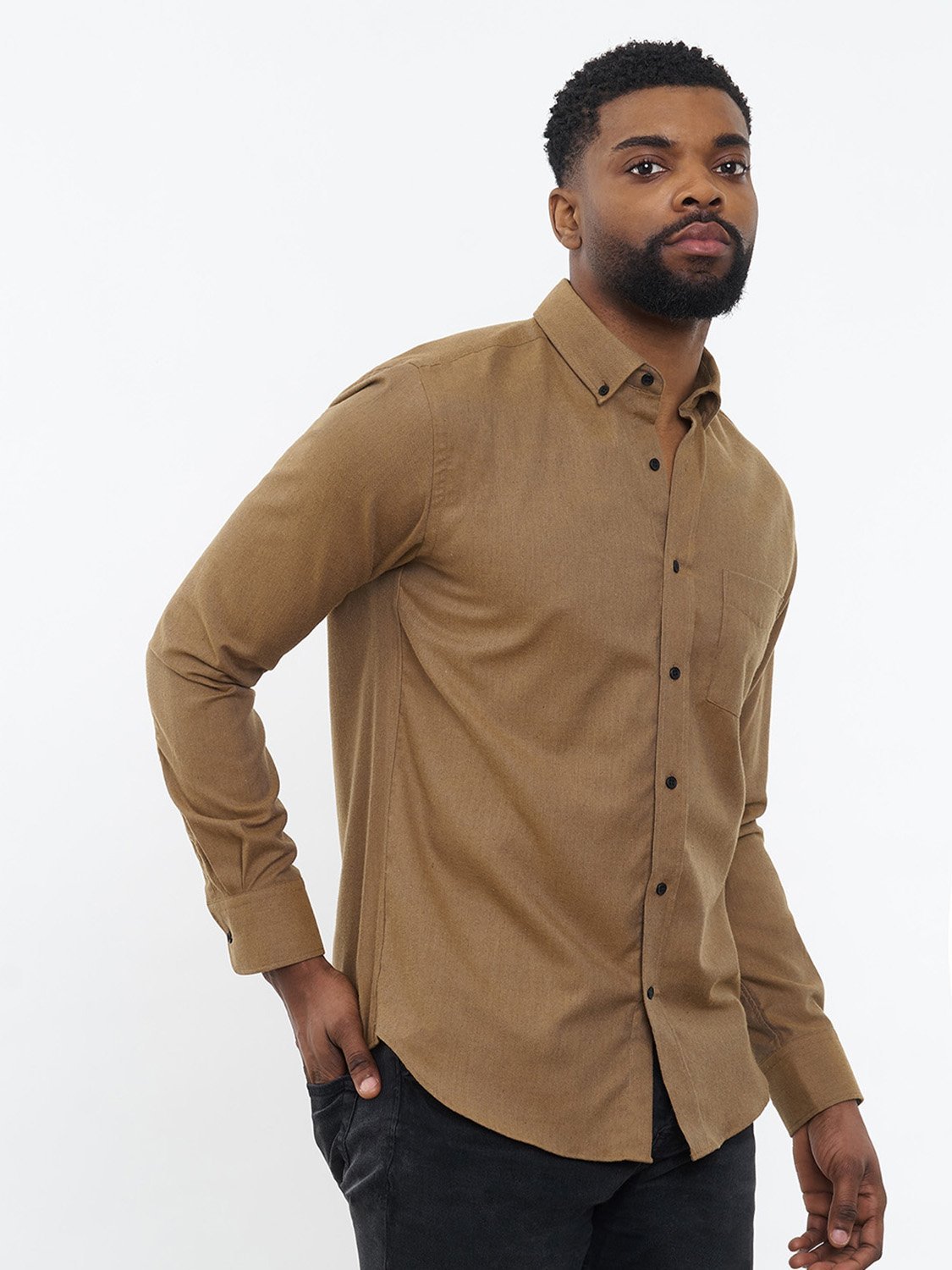 Tailor-made Flannel Shirt Ochre