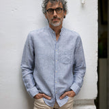 carpasus sustainable organic linen shirt lisbon stripes blue white. Nachhaltiges Carpasus Hemd Lisbon Streifen Blau Weiss aus Bio Leinen 