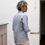 carpasus sustainable organic linen shirt lisbon stripes blue white. Nachhaltiges Carpasus Hemd Lisbon Streifen Blau Weiss aus Bio Leinen 