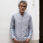 carpasus sustainable organic linen shirt lisbon stripes blue white. Nachhaltiges Carpasus Hemd Lisbon Streifen Blau Weiss aus Bio Leinen 