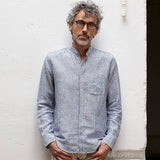 carpasus sustainable organic linen shirt lisbon stripes blue white. Nachhaltiges Carpasus Hemd Lisbon Streifen Blau Weiss aus Bio Leinen 