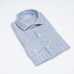 carpasus sustainable organic linen shirt stripes navy. Nachhaltiges Carpasus Hemd aus Bio Leinen mit Streifen Navy