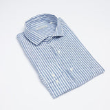 carpasus sustainable organic linen shirt stripes navy. Nachhaltiges Carpasus Hemd aus Bio Leinen mit Streifen Navy