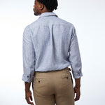 carpasus sustainable organic linen shirt stripes navy. Nachhaltiges Carpasus Hemd aus Bio Leinen mit Streifen Navy