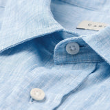 carpasus sustainable organic linen short sleeve shirt lightblue. Nachhaltiges Carpasus Hemd Kurzarm aus Bio Leinen in Hellblau