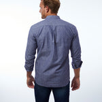 carpasus sustainable organic cotton and linen shirt scurido blue. Nachhaltiges Carpasus Hemd Scurido aus Bio Baumwolle und Leinen in Blau