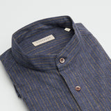 carpasus sustainable organic cotton and linen shirt scurido marine/ochre. Nachhaltiges Carpasus Hemd Scurido aus Bio Baumwolle und Leinen in Marine/Ocker