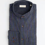 carpasus sustainable organic cotton and linen shirt scurido marine/ochre. Nachhaltiges Carpasus Hemd Scurido aus Bio Baumwolle und Leinen in Marine/Ocker