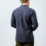 carpasus sustainable organic cotton and linen shirt scurido marine/ochre. Nachhaltiges Carpasus Hemd Scurido aus Bio Baumwolle und Leinen in Marine/Ocker