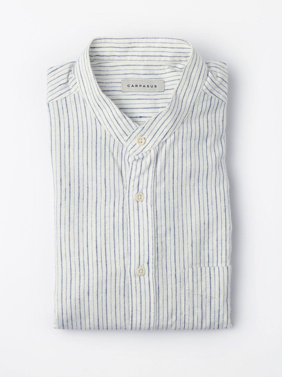 carpasus sustainable organic cotton and linen shirt scurido white/blue. Nachhaltiges Carpasus Hemd Scurido aus Bio Baumwolle und Leinen in Weiss/Blau