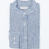 carpasus sustainable organic linen shirt lisbon stripes blue white. Nachhaltiges Carpasus Hemd Lisbon Streifen Blau Weiss aus Bio Leinen 