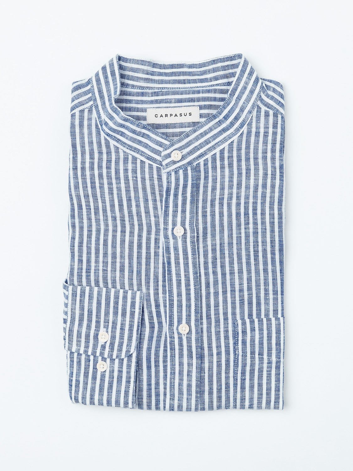 carpasus sustainable organic linen shirt lisbon stripes blue white. Nachhaltiges Carpasus Hemd Lisbon Streifen Blau Weiss aus Bio Leinen 
