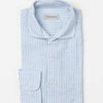 carpasus sustainable organic linen shirt stripes lightblue white. Nachhaltiges Carpasus Hemd aus Bio Leinen mit Streifen Hellblau Weiss