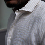 carpasus sustainable organic linen shirt stripes nature white. Nachhaltiges Carpasus Hemd aus Bio Leinen mit Streifen Natur Weiss