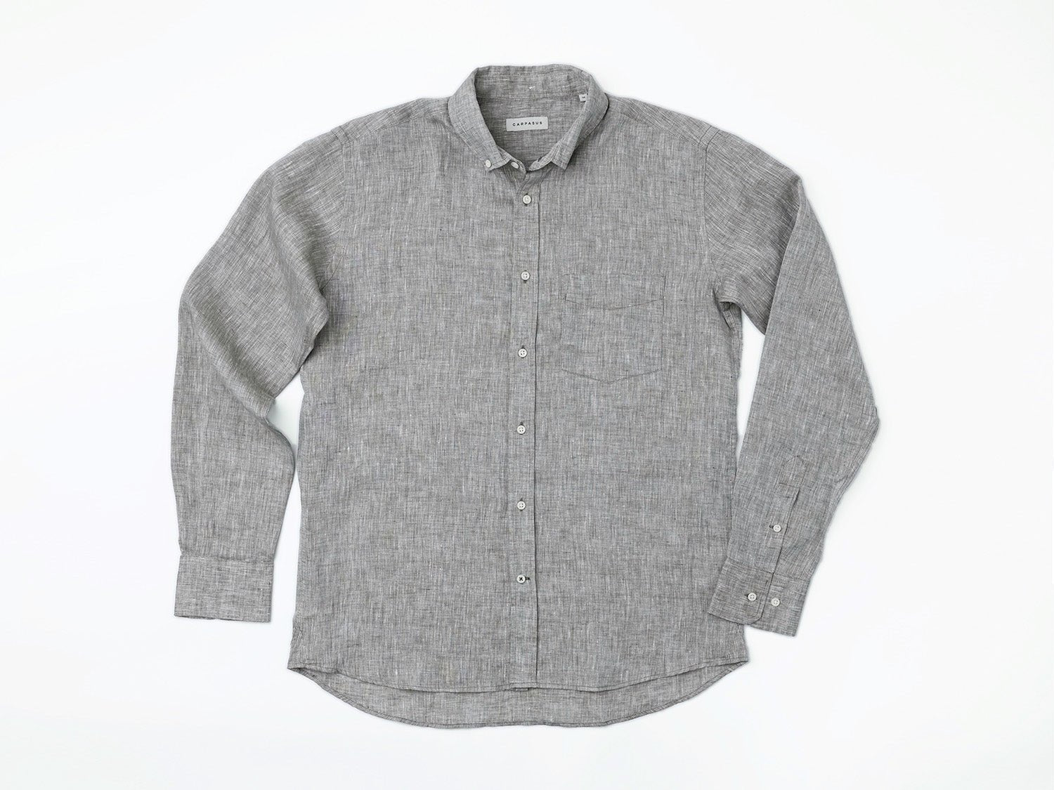 carpasus sustainable organic linen shirt single color khaki. Nachhaltiges Carpasus Hemd aus Bio Leinen in Khaki