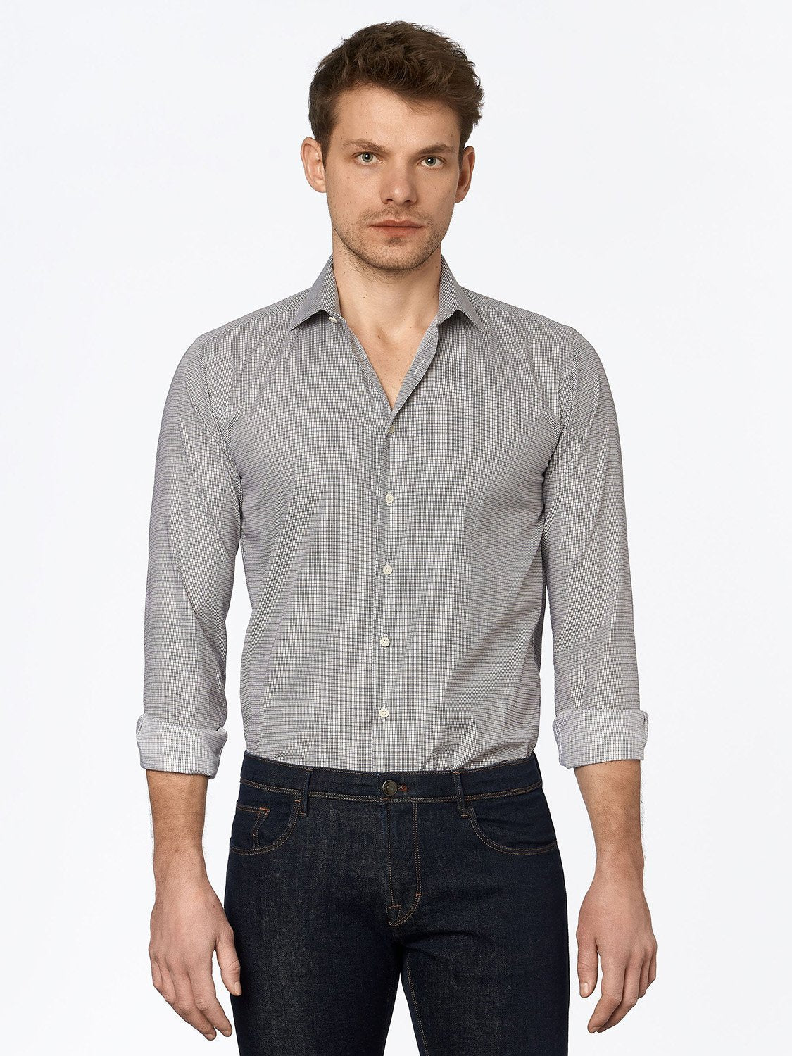 carpasus sustainable organic cotton tailor-made shirt black yellow check. Nachhaltiges Carpasus Masshemd aus Bio Baumwolle in Karo Schwarz Gelb