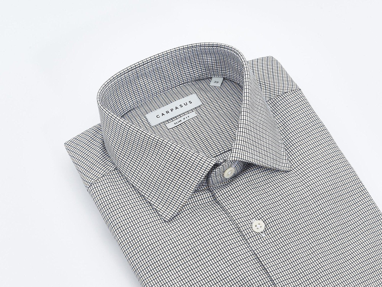 carpasus sustainable organic cotton tailor-made shirt black yellow check. Nachhaltiges Carpasus Masshemd aus Bio Baumwolle in Karo Schwarz Gelb