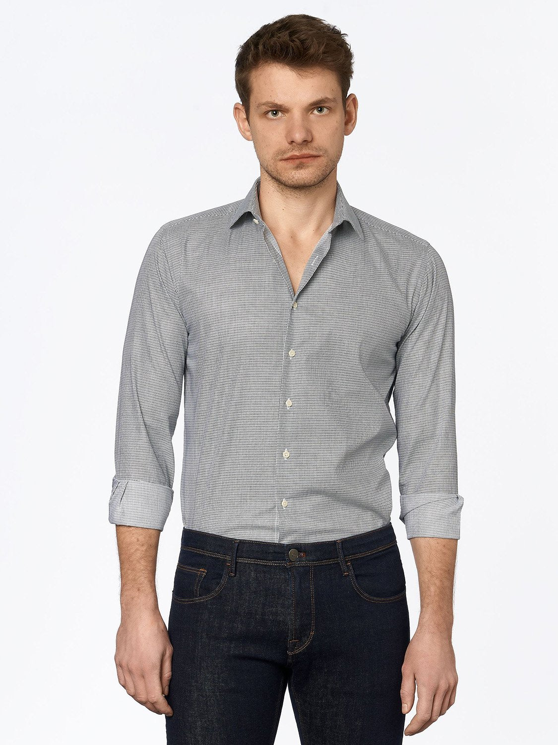 carpasus sustainable organic cotton shirt black green check. Nachhaltiges Carpasus Hemd aus Bio Baumwolle in Karo Schwarz Grün