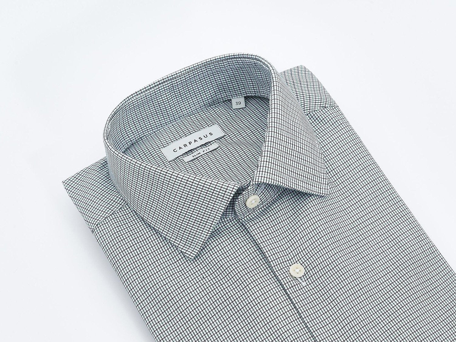 carpasus sustainable organic cotton shirt black green check. Nachhaltiges Carpasus Hemd aus Bio Baumwolle in Karo Schwarz Grün