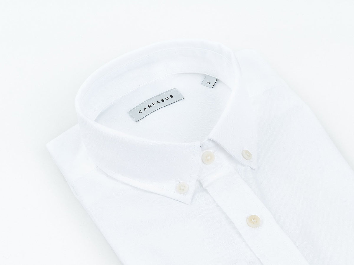 carpasus sustainable organic cotton tailor-made oxford shirt white. Nachhaltiges Carpasus Oxford Masshemd aus Bio BaumwolleWeiss.