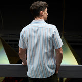 Linen Shirt Short Orto Tricolor Blue