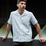 Linen Shirt Short Orto Tricolor Blue