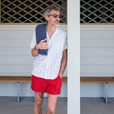 Linen Shirt Short Orto Tricolor Blue