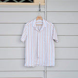 Linen Shirt Short Orto Tricolor Blue
